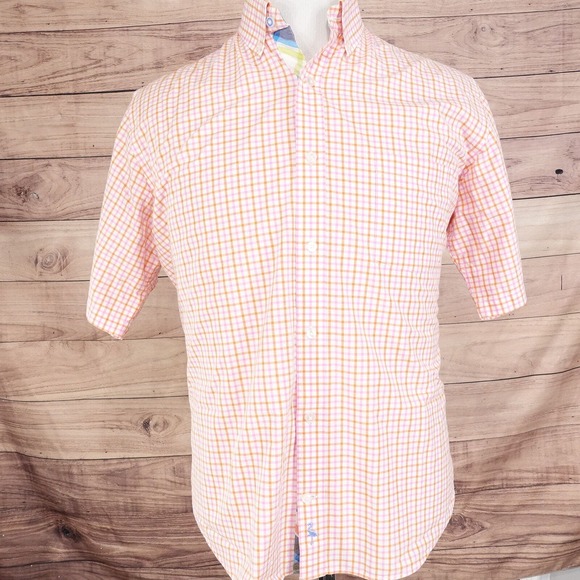 TAILORBYRD COLLECTION SHORT SLEEVE CHECK BUTTON DOWN SHIRT MENS SZ L LARGE - Picture 3 of 8
